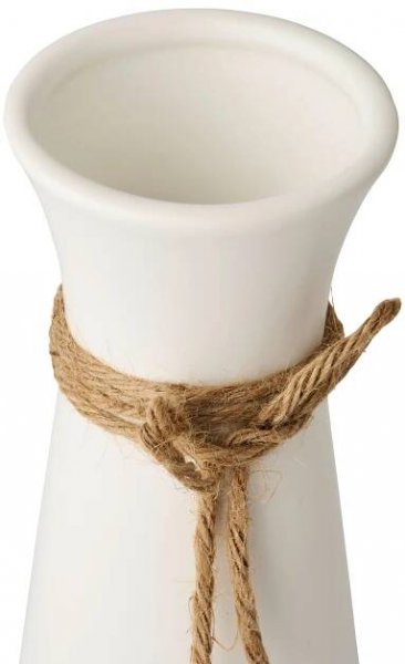 VÁZA, textil, keramika, 20 cm - bílá/přírodní barvy, Basics, textil/keramika (8,5/20cm) - Ambia Home