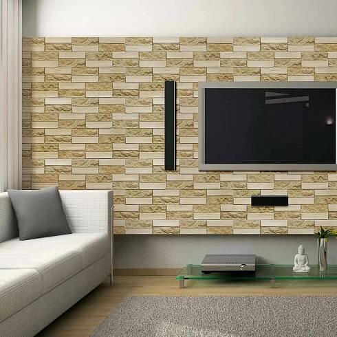 Obkladové panely 3D PVC TP10013971, cena za kus, rozměr 980 x 490 mm, obkladový pískovec béžový, GRACE