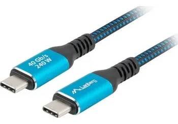 USB hub LANBERG kabel USB-C USB4 M/M 1m 240W 8K 60Hz černě-modrý