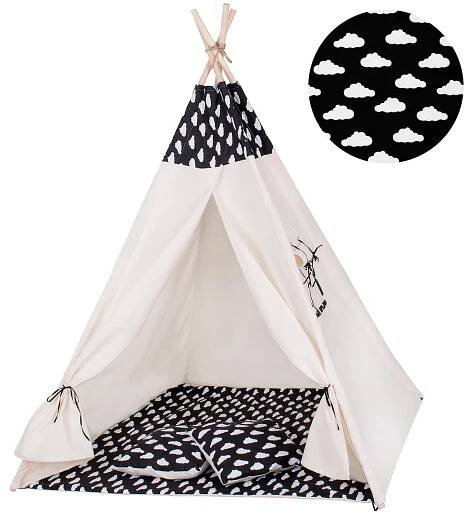 SPRINGOS Teepee Černý s oblaky