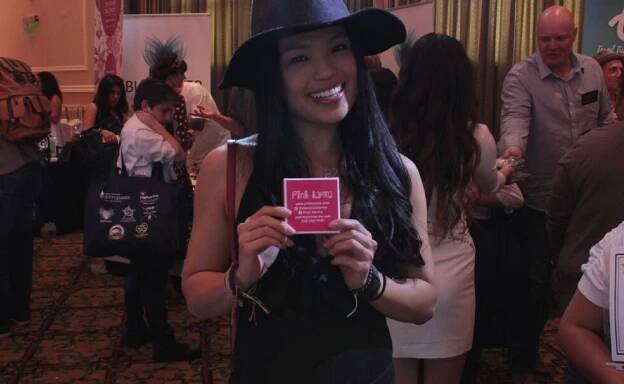 Nikki SooHoo with Pink Karma at The Oscars in 2016