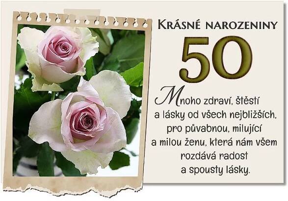 50th Birthday Anniversary Card with Pink Roses