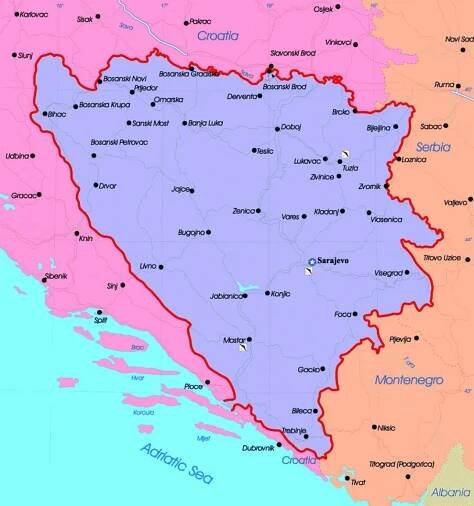 Bosně a Hercegovině politická mapa
