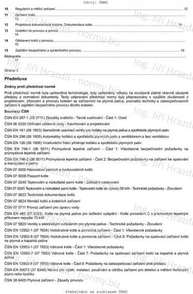ČSN 07 0703 (070703) - Kotelny se zařízeními na plynná paliva - leden 2005 - Technické normy - Ing. Jiří Hrazdil