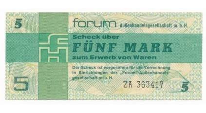 Německo, 5 Mark, 1979, poukázka Forum, náhradní série ZA, obdoba TUZEX