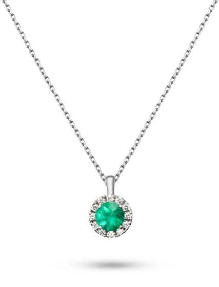 Přívěsek LOEE Palette Diamonds z bílého zlata s diamanty a smaragdem