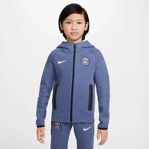 Flísová mikina Nike Football Paris Saint-Germain Tech s kapucí a zipem po celé délce pro větší děti (chlapce)