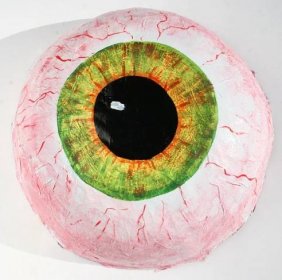 Halloween Wreath, Halloween Decor, Large Paper Mache Eyeball, Wasted Eyeball Art, Bloodshot Paper Mache Eyeball