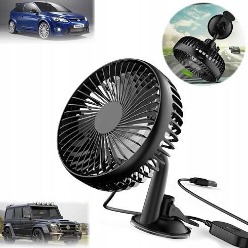 USB VENTILÁTOR DO AUTA VĚTRÁK DMYCHADLO AUTOMOBILOVÁ 3-RYCHLOSTNÍ 12-24V