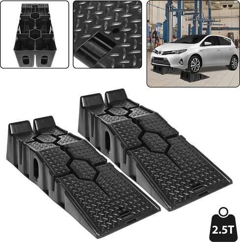 UISEBRT 2 Plastové nájezdové rampy pro automobily KFZ Heavy Duty Rampa Nosnost 2,5 t s