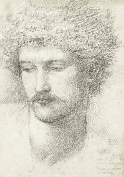 Sir Edward Coley Burne-Jones, Bt., ARA, RWS (British, 1833-1898) Study for Lancelot for The Departure of the Knights tapestry