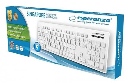 Esperanza drôtová klávesnica, USB vodeodolná, Singapore EK130W, biela.