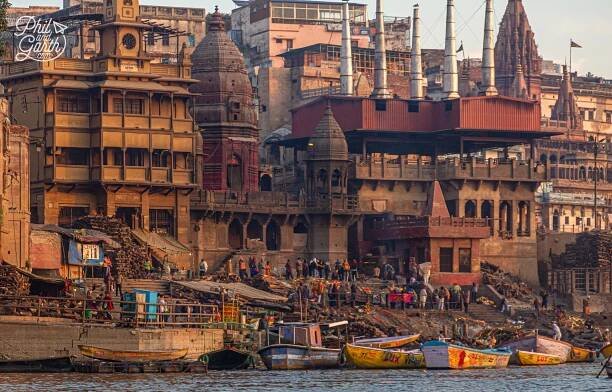The Manikarnika Ghat where around 100 cremations take place every day