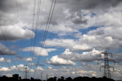 Electricity pylons are seen in London