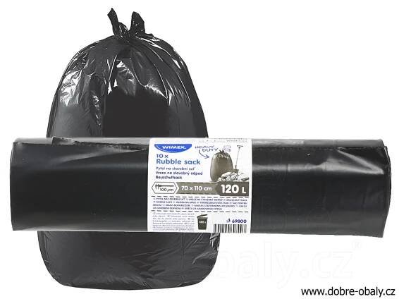 Pytle na stavební suť 120 l 70x110cm 100y černé 10ks/role