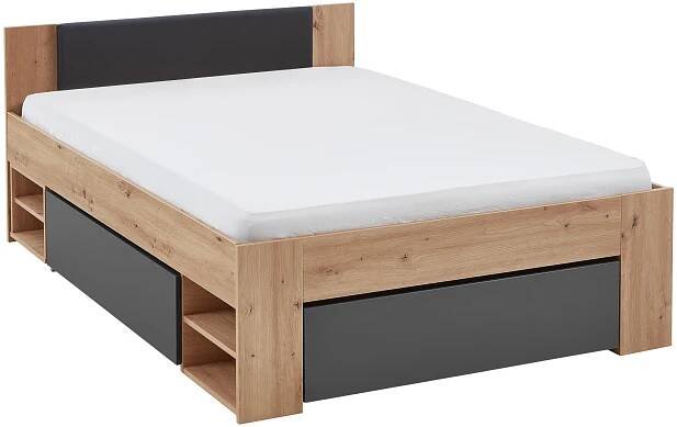 POSTEL S ÚLOŽNÝM PROSTOREM, 120/200 cm barvy grafitu, dub artisan Carryhome, Online Only