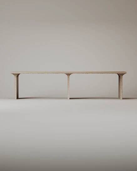 The Arcus Table & Bench – Travertin – Tim Vranken