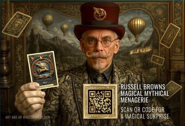 Poster for Russell Brown@MAX includes QR code for a chance to win a prize.