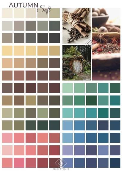 Soft Autumn / Autunno Soft o Tenue | Färgteori, Färgpaletter, Färgpalett