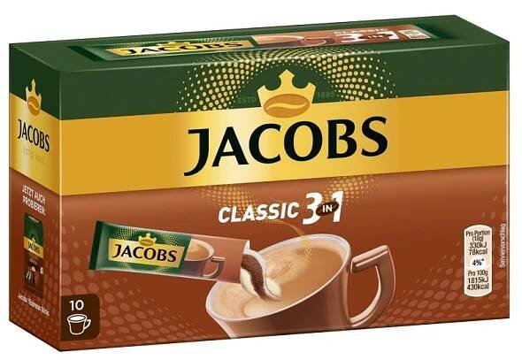 Instantní káva Jacobs 3v1 Classic, 10x18g - Potraviny