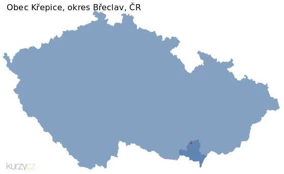 Mapa obce Kyjov a okresu Hodonín v ČR