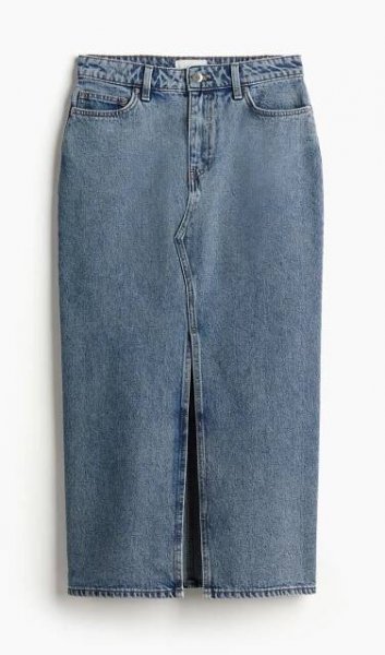 H & M - Midi džínová sukně - modrá