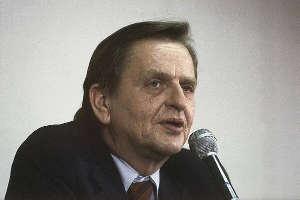 Olof Palme special U.N envoy to the Middle East; leader of Sweden?s Social Democratic Party speaking in 1980. (AP Photo)