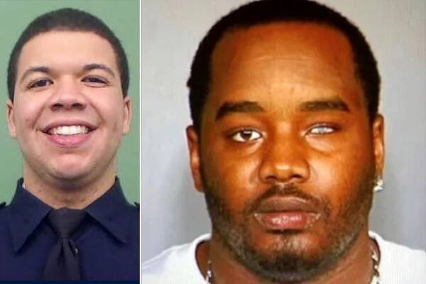 Left: NYPD officer Jason Rivera. Right: Accused shooter Lashawn McNeil.