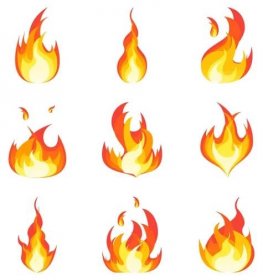 Kreslený Fire Flames Set. Vektor — Ilustrace