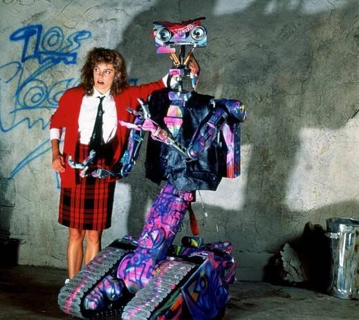 SHORT CIRCUIT 2, from left: Cynthia Gibb, Johnny Five, 1988, ©TriStar Pictures