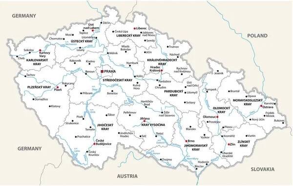 Česká republika administrativní a politická vektorová mapa — Ilustrace
