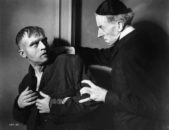 Dwight Frye as Karl (left) and Ernest Thesiger as Dr. Pretorius (right) in Bride of Frankenstein  (1935)