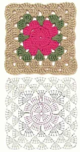 two crocheted doily designs, one in pink and the other in green