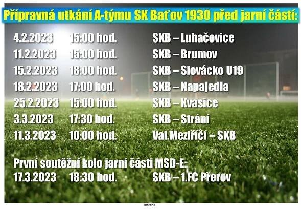 SK Baťov | Plán přípravných zápasů našeho A-týmu před jarní částí sezóny