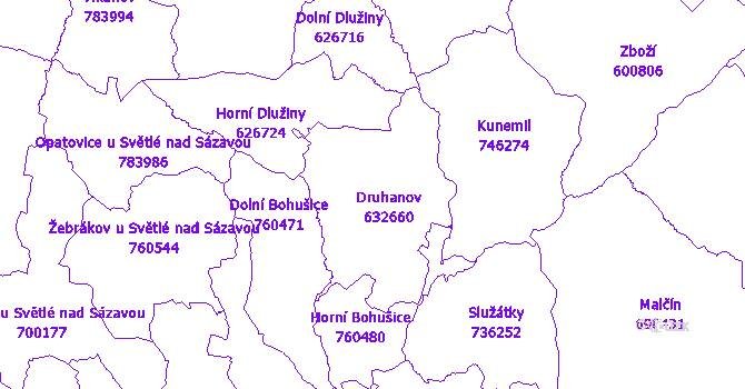 Katastrální mapa Druhanov