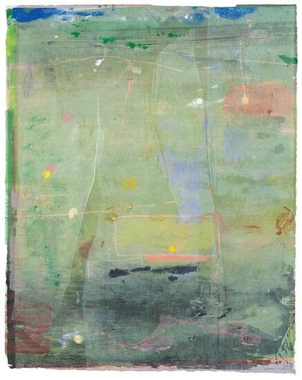 an abstract painting with different colors and shapes
