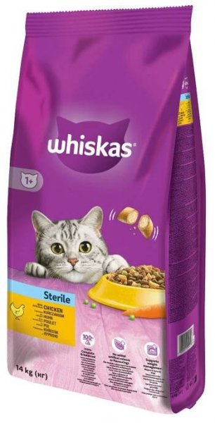 Granule pro kočky Whiskas granule kuřecí pro kastrované dospělé kočky 14 kg