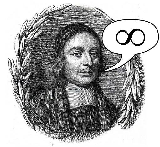English mathematician John Wallis was the first to use our modern symbol for mathematical infinity, in his treatise Arithmetica Infinitorum, published in 1665. Image: Wikimedia Commons and Platonic Realms, Share Alike 3.0