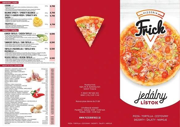 Pizzeria menu | Hotel Roháč - ubytovanie, reštaurácia, pizzéria