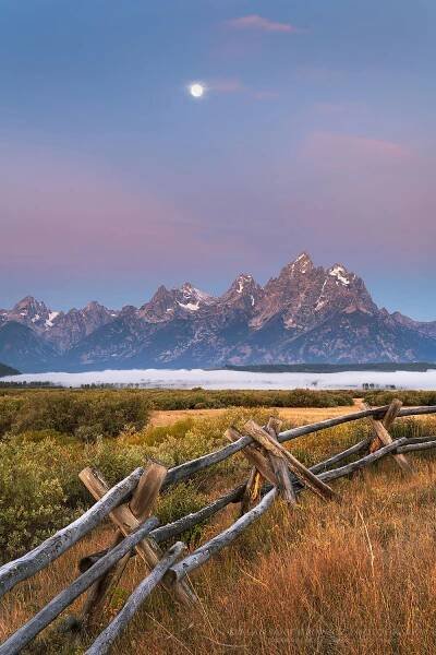 Full moon over the Teton Range at Cunningham Ranch, Grand Teton National Park Wyoming #67605