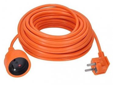 Prodlužovací přívod 1z, 15m, oranžový kabel