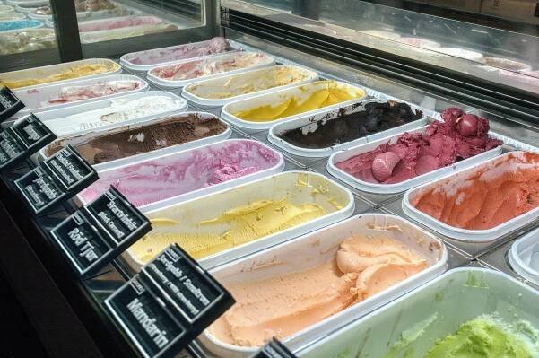 Základová fotografie na téma barevný, borůvka, chuť, citron, čokoláda, cukrovinky, degustace, displej, dobrota, gelato