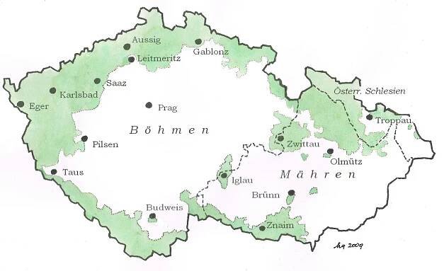 Karte-Boehmen-Maehren-Schlesien
