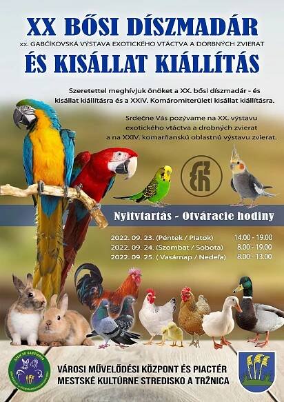 XX. GABČÍKOVSKÁ VÝSTAVA EXOTICKÉHO VTÁCTVA A DROBNÝCH ZVIERAT - KdeČo