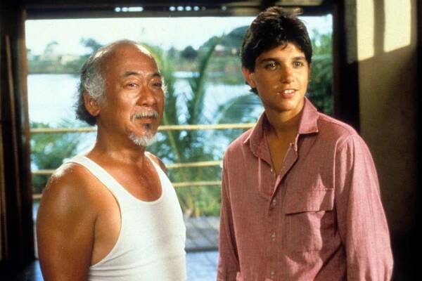Pat Morita and Ralph Macchio