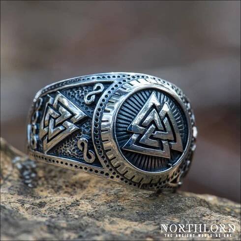 Triple Valknut Ring, Sterling Silver
