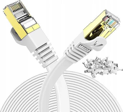 VEETOP KABEL ETHERNET CAT7 BÍLÝ PLOCHÝ 5 M