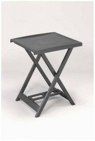 Malý plastový skládací balkonový stolek, tmavě šedý (grafitový), 50x47 cm