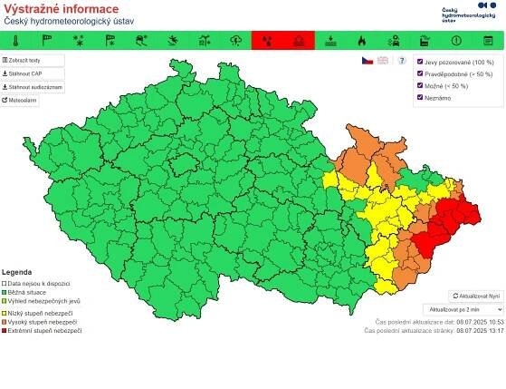 Na Moravu a do Slezska přišly vydatné deště