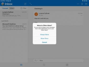 Jak spravovat vaši soustředěnou doručenou poštu v aplikaci Outlook pro iOS 7